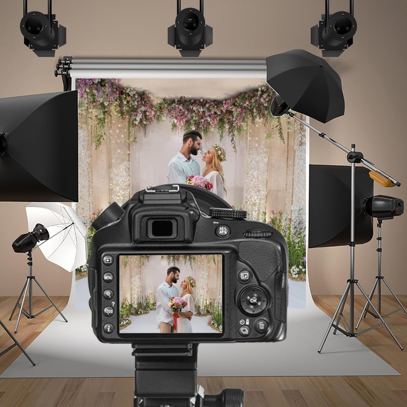 Baocicco 10x10ft Wedding Backdrop Beautiful Curtains Romantic Floral Decorations Flower Clusters Photography Background Wedding Ceremony Bridal Shower Birthday Children Adults Portrait Studio - Image 2